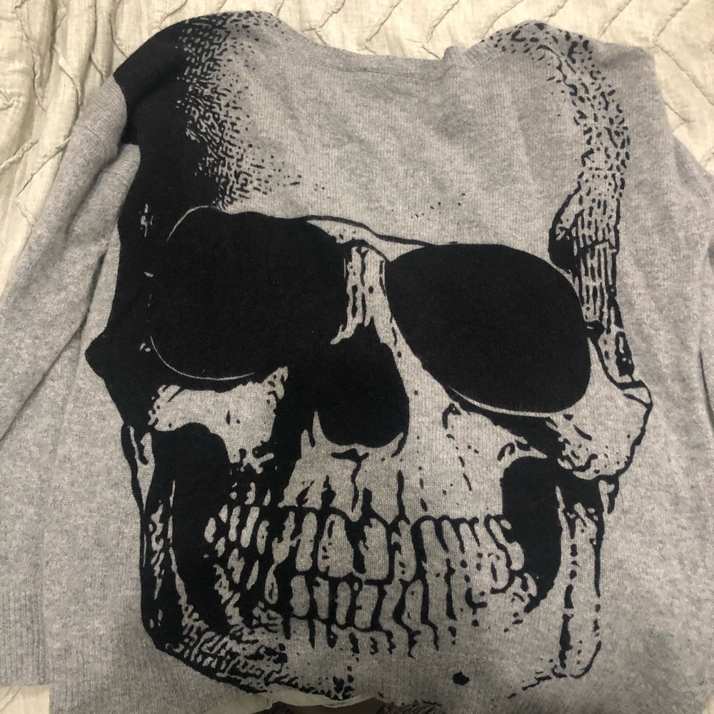 Aqua cashmere skull sweater